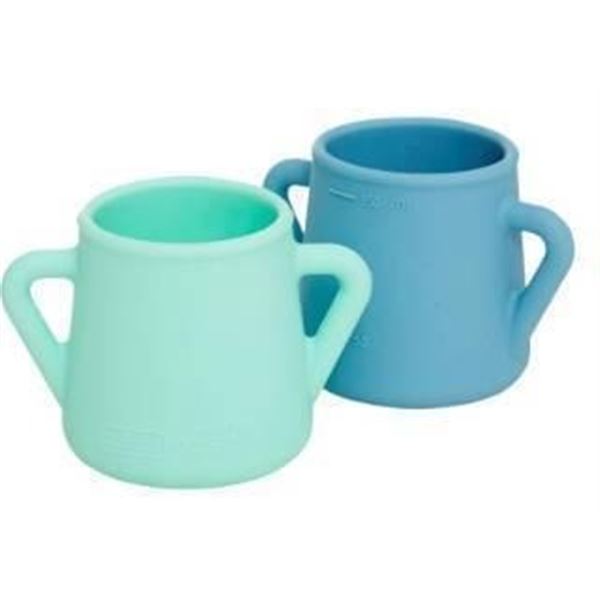 Set of Two Silicone Training Cups with Handles for Ages 6 Months to 3 Years