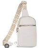Image 1 : White Cross Body Backpack With Woven Design Adjustable Strap