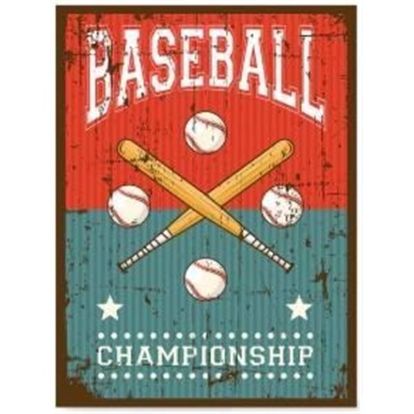 Baseball Championship Decorative Metal Sign with Rustic Design 8×10