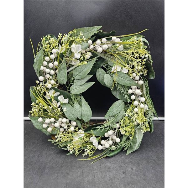 Spring Wreath Decoration X0042FYR9F with Greenery and White Accents