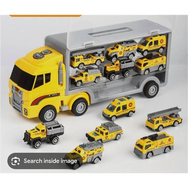Toy Truck With Small Vehicles and Figurine Accessories