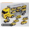 Image 1 : Toy Truck With Small Vehicles and Figurine Accessories