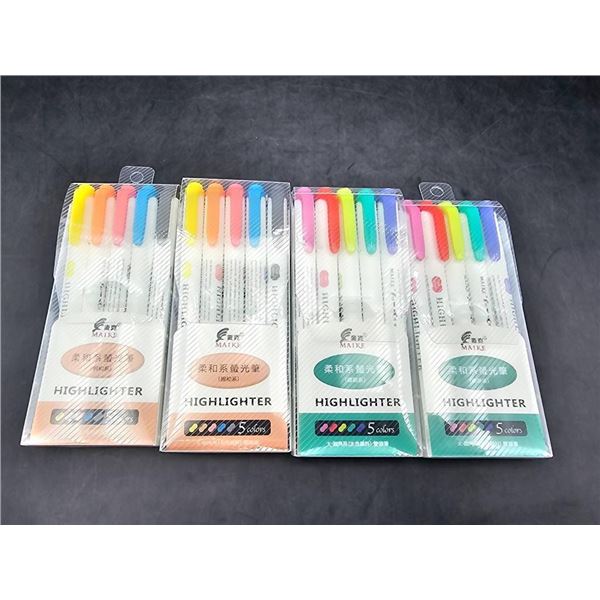 Assorted Set of SKRL Highlighter Pens, 4 Packs, 5 Colors Each