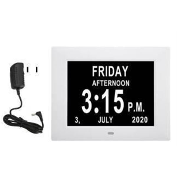 8-Inch Digital Clock With Auto Night Dimmer and 8 Languages Display