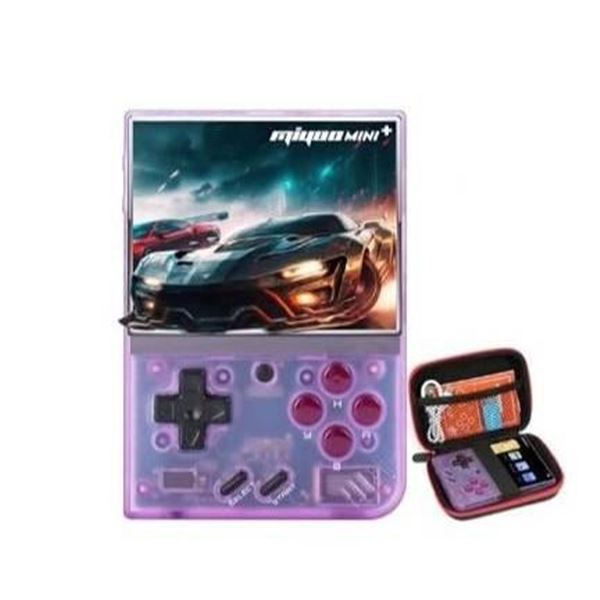 Miyoo Mini Plus Retro Handheld Game Console with 3.5-Inch HD Screen and Storage Case, Purple