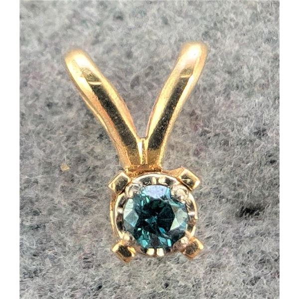 $350 14K  0.2G Lab Blue Diamond 0.03Ct Pendant