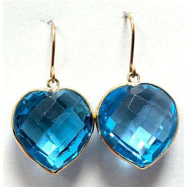 $1745 10K  3.36G Natural Blue Topaz 15.3Ct Earrings