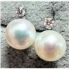 Image 2 : $450 14K  Fresh Water Pearl And Lab Diamond 0.03Ct Earrings