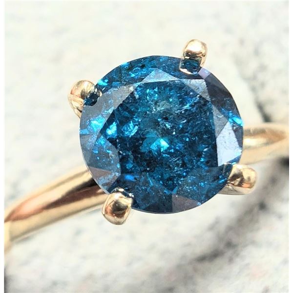 $4445 10K  2.36G Natural Blue Diamond Treated  Ring