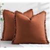 Image 1 : Lot of 4  Fringed Decorative Pillows in Orange