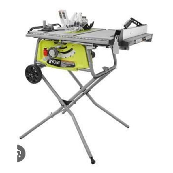 Ryobi 10-Inch Table Saw With Steel Folding Stand, 15 Amp Motor