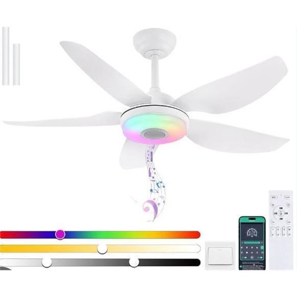 Kviflon Ceiling Fan with RGB Lights, Model 8226, 46-Inch Diameter