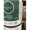 Image 2 : Lot of 2 Boomerang Interior Latex Paint Evergreen Velvet Finish 3.78 L
