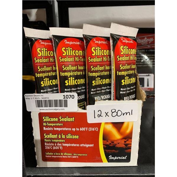 Imperial Silicone Sealant Hi-Temperature, Red, 80 mL, 12-Pack