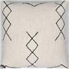 Image 1 : Set of 4 Nobia Fringed Throw Pillows with Geometric Pattern, Beige and Black