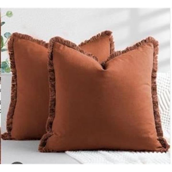 Lot of 4 Square Pillows With Textured Fringe Design