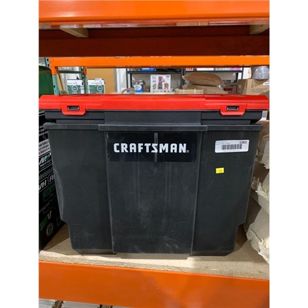 Craftsman Plastic Storage Bin with Red Lid and Black Body