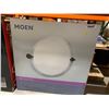 Image 2 : Moen DN0792BL Iso 22-Inch x 25.7-Inch Round Mirror with Decorative Hardware