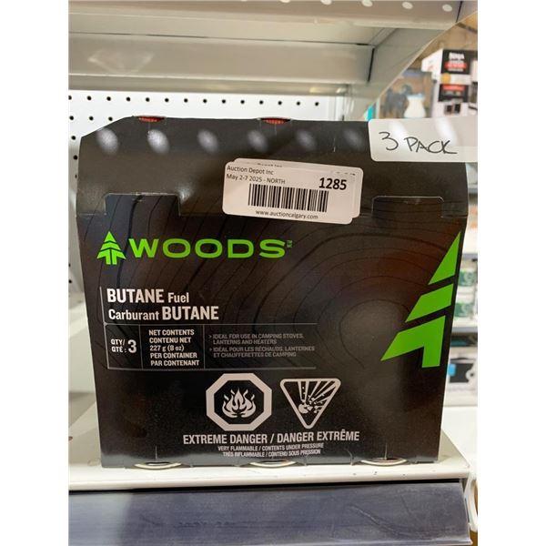 Woods Butane Fuel Canisters, 3-Pack (227 g/8 oz each)