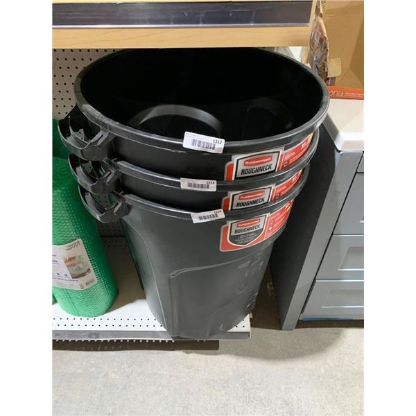 One Rubbermaid Roughneck 32-Gallon Trash Can with lid , Black