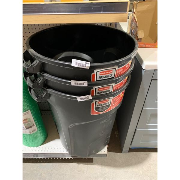 One Rubbermaid Roughneck 32-Gallon Trash Can with lid , Black