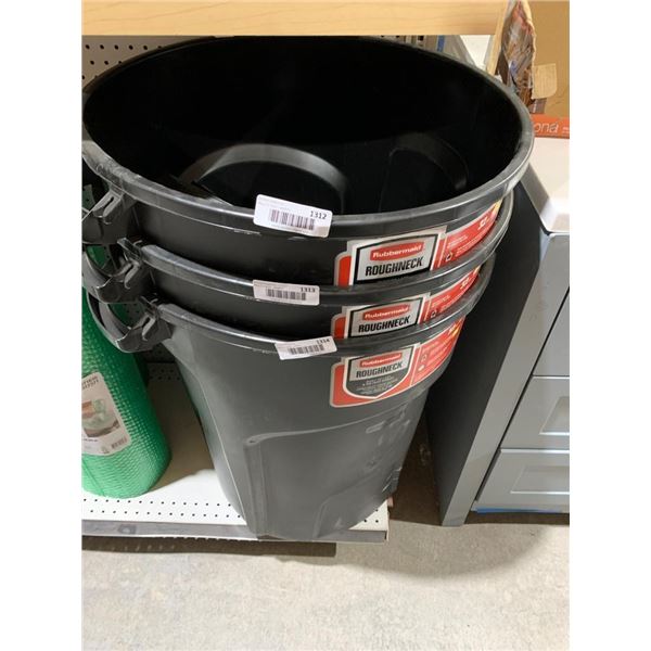 One Rubbermaid Roughneck 32-Gallon Trash Can with lid , Black