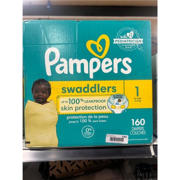 Pampers Swaddlers Size 1, 160 Count, Diapers for 8-14 lbs (4-6 kg)