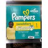 Image 1 : Pampers Swaddlers Size 1, 160 Count, Diapers for 8-14 lbs (4-6 kg)