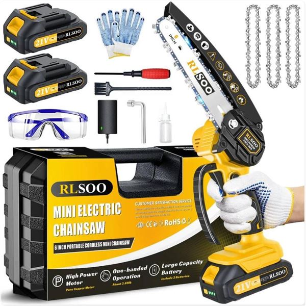 RLSOO Mini Electric Chainsaw 6-Inch Portable Cordless with 24V Power