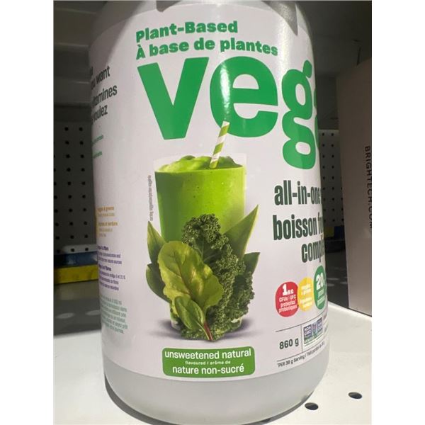 Vega Plant-Based All-In-One Shake, 860 g, Unsweetened Natural
