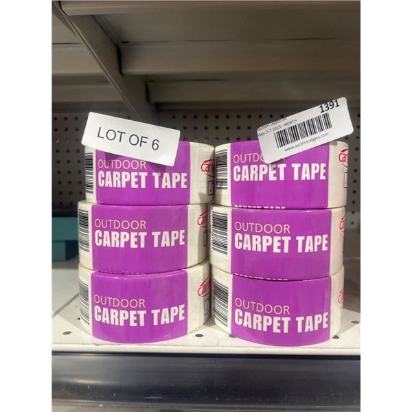 Lot of 6 Rolls of Double-Sided Outdoor Carpet Tape, 48mm x 10m