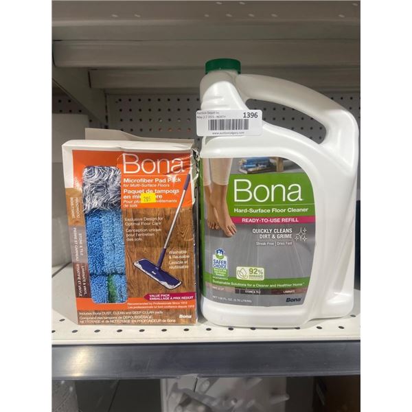 Bona Microfiber Pad Pack And Hard-Surface Floor Cleaner, 128 fl oz