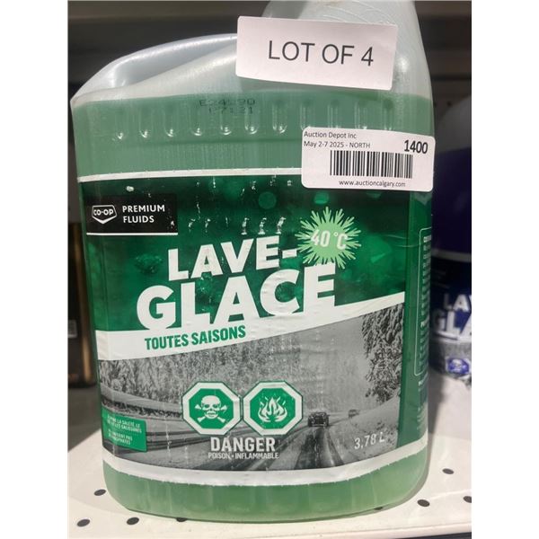 Lot of 4 Co-Op Premium Fluids Lave-Glace, 3.78 L, All-Season