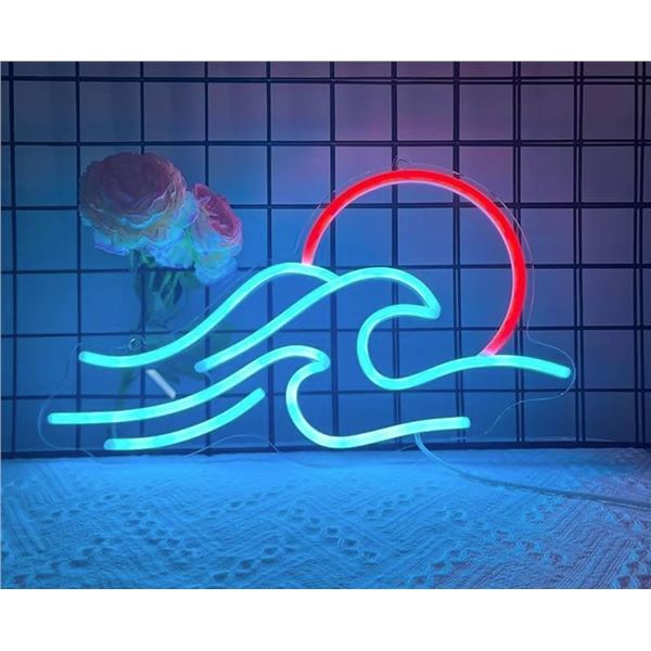 Wave Neon Signs for Wall Decor, Anywin Dimmable Neon Sign Sunrise Sunset Led Signs Wave Art Neon Lig
