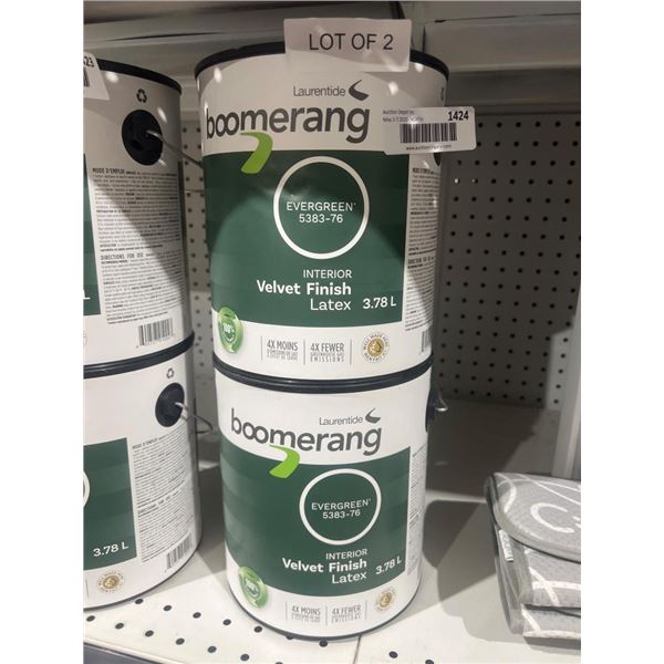 Lot of 2 Laurentide Boomerang Interior Latex Paint 3.78L Evergreen 5383-76