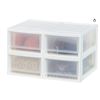 Image 1 : IRIS MSD-1 Clear Small Plastic Stacking Drawer, 4-Pack, Stackable Storage Organizer Unit with Slidin