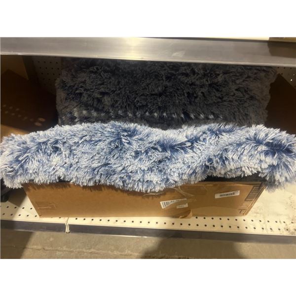 Blue and White Rectangular Plush Dog Bed  41″ x 27″ x 4″