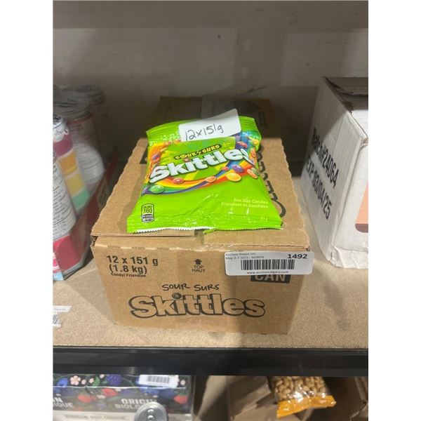 Skittles Sour Bagged Candy, 12 Packs of 151g Each