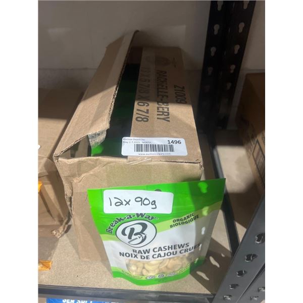 Break-A-Way Raw Cashews 12 x 90g Organic Certified