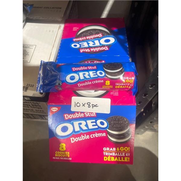 Lot of 10 Packs Oreo Double Stuf Double Creme Biscuits (8 Cookies Per Pack)