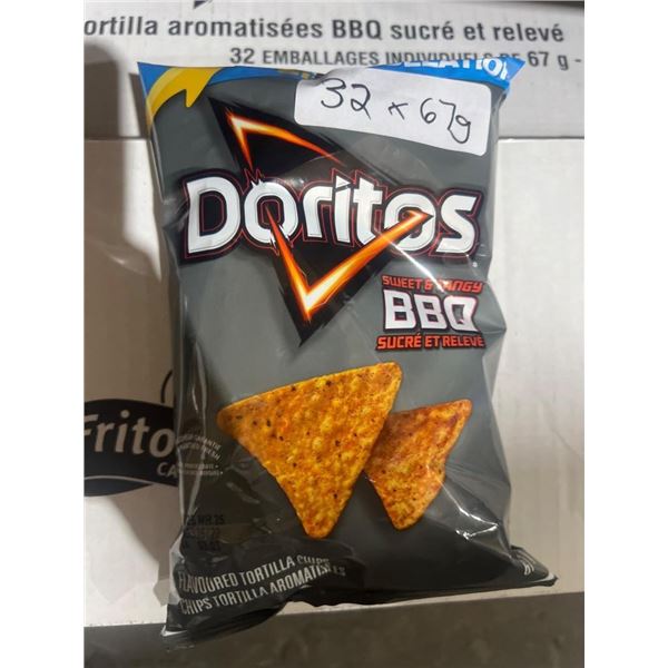 Doritos Sweet & Tangy BBQ Flavored Tortilla Chips – 32 Bags of 67g Each