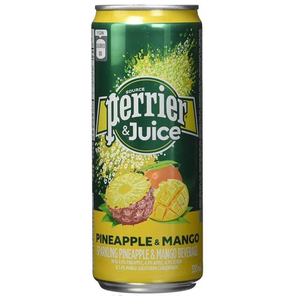 Perrier and Juice Pineapple & Mango Sparkling Beverage (24 x 330 mL Cans)
