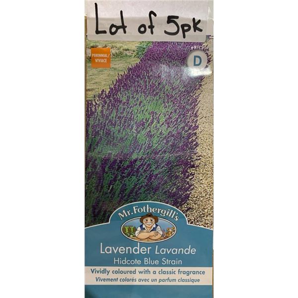 Lot of 5 Packs – Mr. Fothergill’s Lavender Hidcote Blue Strain Seeds