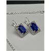 Image 2 : Blue Topaz Gemstone Silver style 4 pce Jewelry Set With  Pendant, Earrings and  Ring