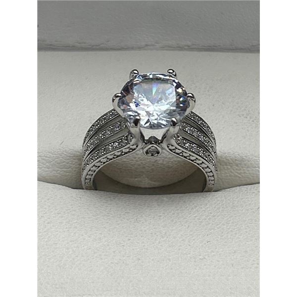 V.Wang Styled 1.25 Carat Brilliant cut Solitaire .925 Silver Engagement ring