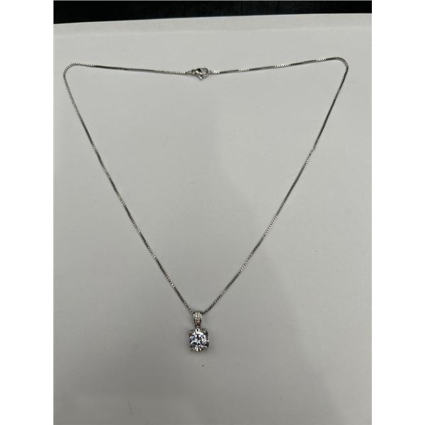 Mothers Day Solitaire Pendant Sterling Silver Necklace