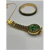 Image 2 : New 6 pce Gold Tone Jewelry Gift set with quartz wrist watch , chain & pendant, earrings and bracele