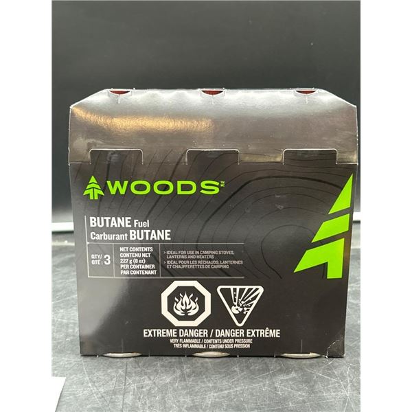 Woods Butane Fuel Canisters – 227 g (8 oz) – Pack of 3
