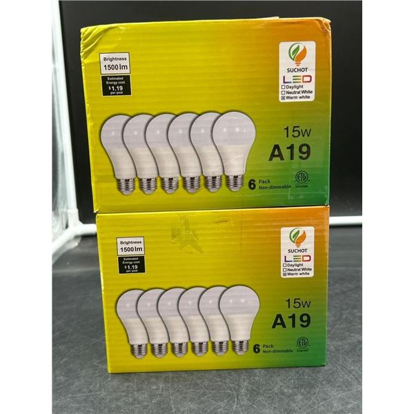 Suchhot A19 15W LED Light Bulbs, 6-Pack, Non-Dimmable, Daylight, Neutral White, Warm White Options L