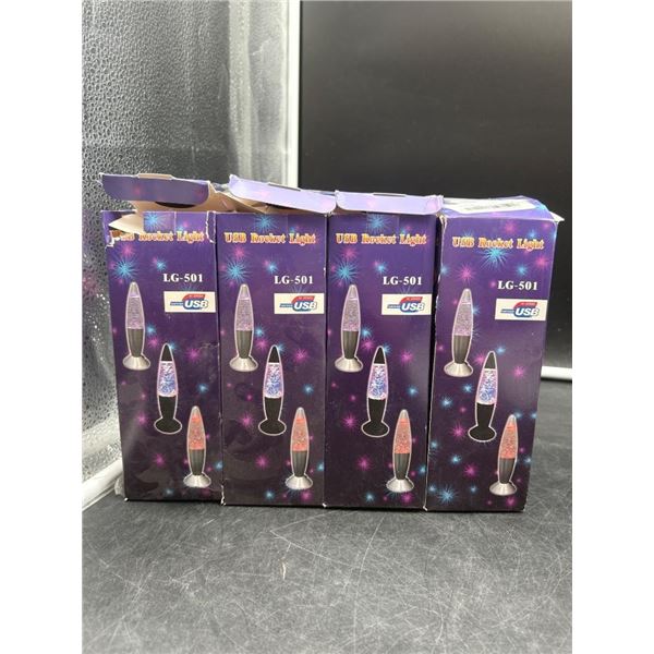 Mini Glitter Lava Lamp LED Vintage Night Light Lamp with USB Warm Rocket LightLot of 4